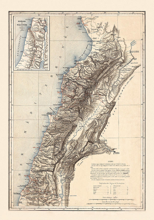 Map Of Lebanon 1864 Photograph by Andrew Fare