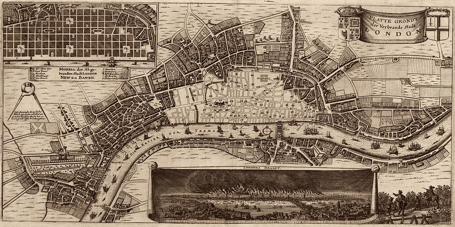 Map Of London 1667 Photograph by Andrew Fare