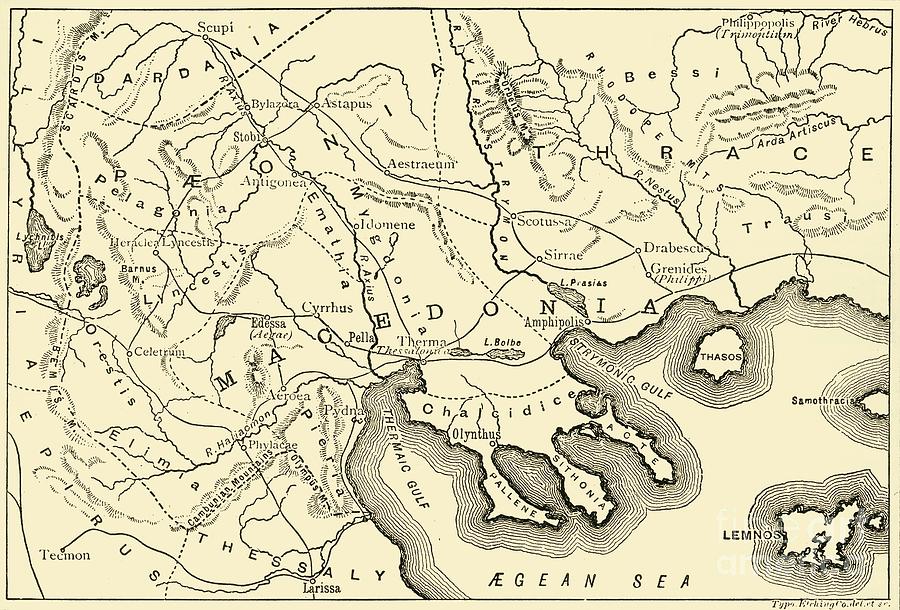 Map Of Macedon And The Adjacent Drawing by Print Collector