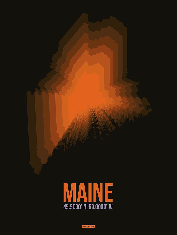 Portland Digital Art - Map of Maine 1 by Naxart Studio