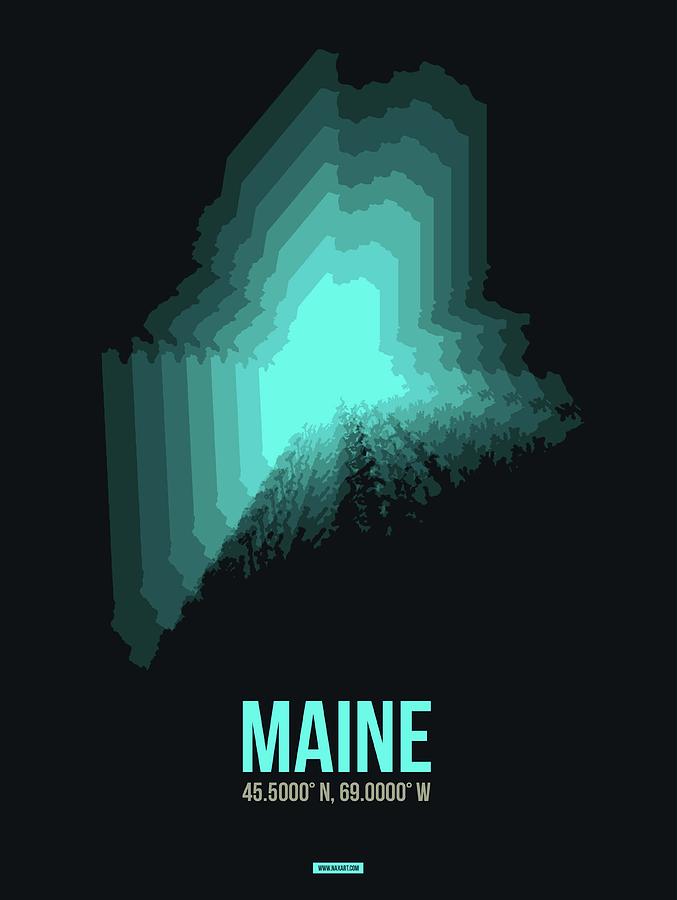 Portland Digital Art - Map of Maine 2 by Naxart Studio