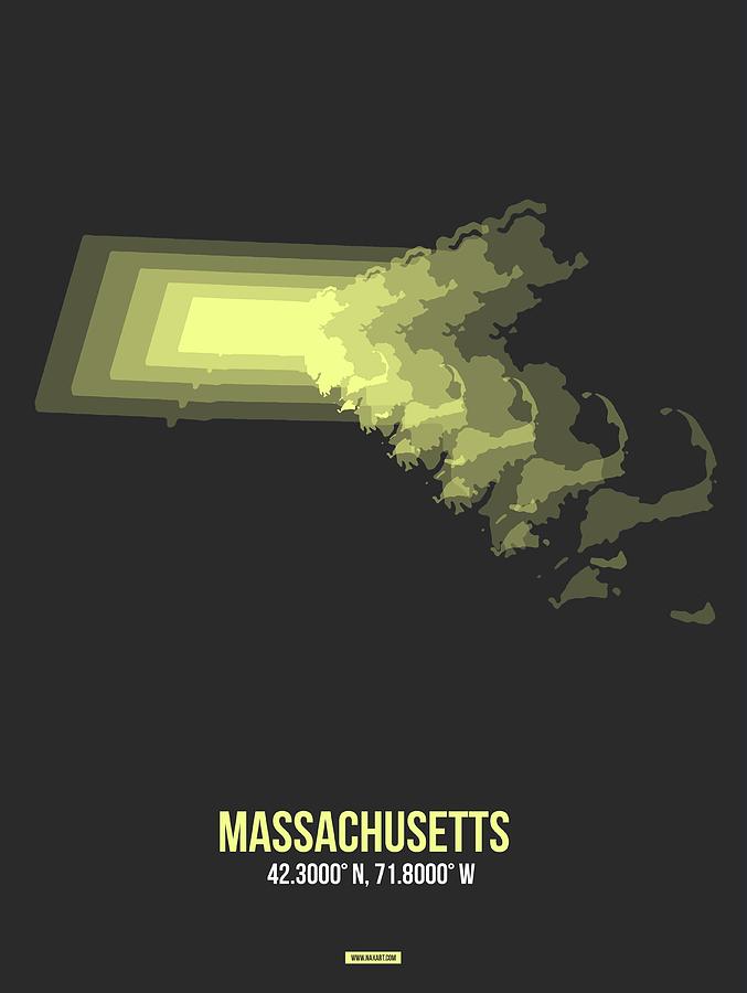 Massachusetts Map Digital Art - Map of Massachusetts 2 by Naxart Studio