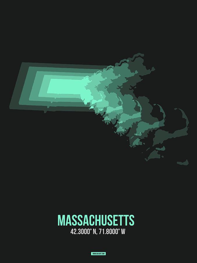 Massachusetts Map Digital Art - Map of Massachusetts 3 by Naxart Studio