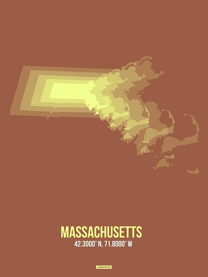 Massachusetts Map Digital Art - Map of Massachusetts by Naxart Studio