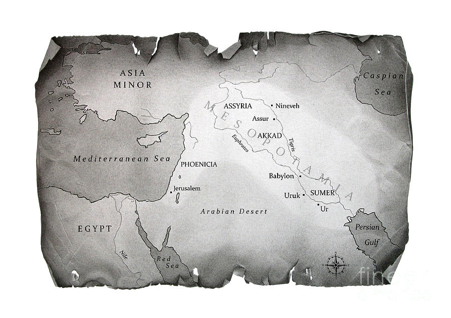 Map Drawing - Map of Mesopotamia by Miro Gradinscak