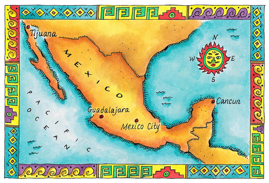 Map Of Mexico Digital Art by Jennifer Thermes