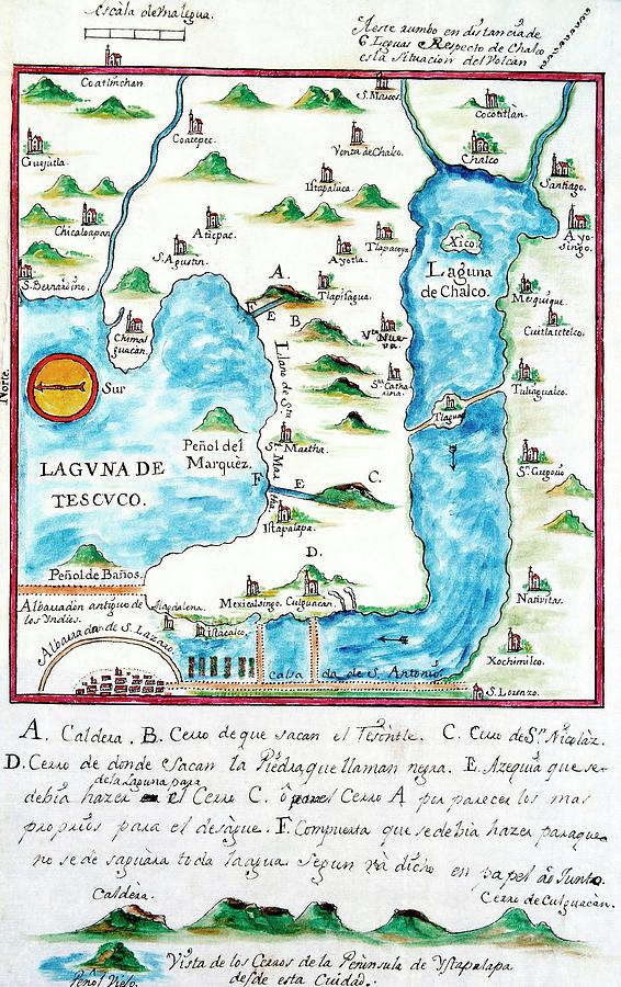 Map Of Mexico. Plano Laguna De Chalco, By Jose Antonio Alzate. Library Lorenzana - Borbon. Toledo. Drawing by Album Map Of Mexico. Plano Laguna De Chalco, By Jose Antonio Alzate. Library Lorenzana - Borbon. Toledo. Drawing by Album