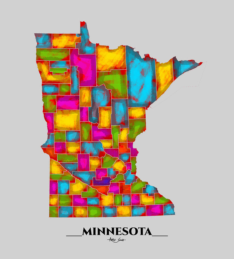Map Of Minnesota Areal View Artist Singh Mixed Media By Artguru Official Maps Fine Art America 0554