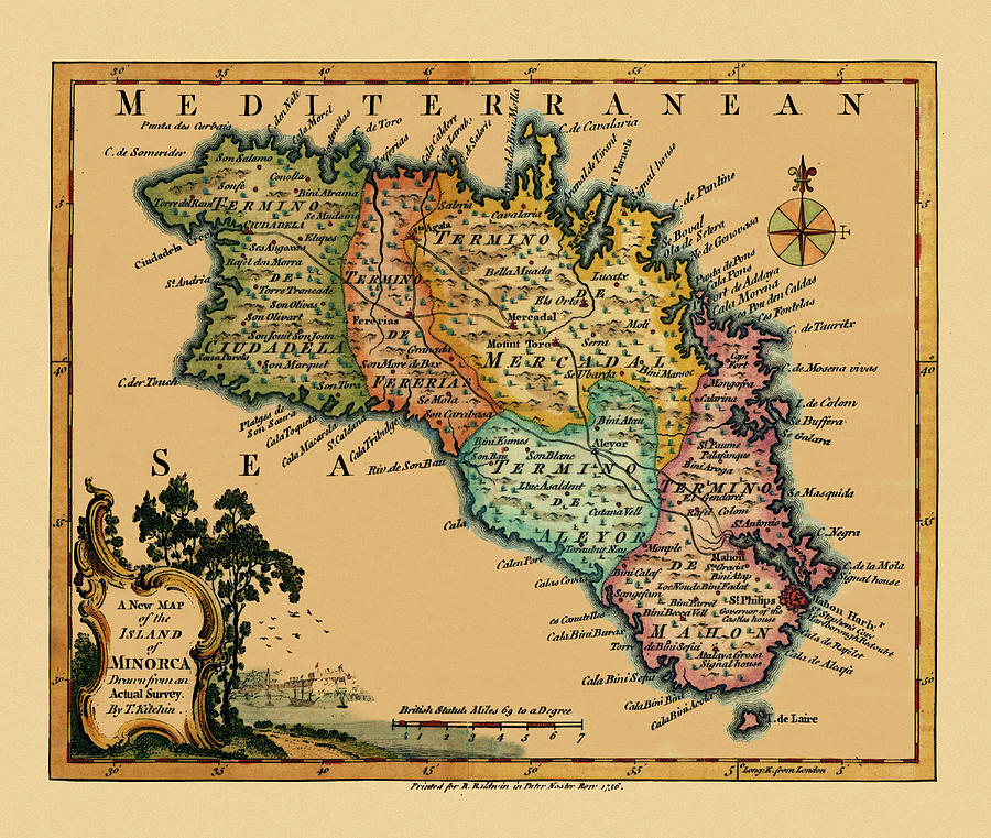 Map Of Minorca 1756 Photograph by Andrew Fare
