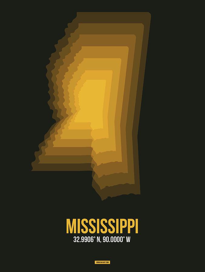 Map Digital Art - Map of Mississippi 1 by Naxart Studio