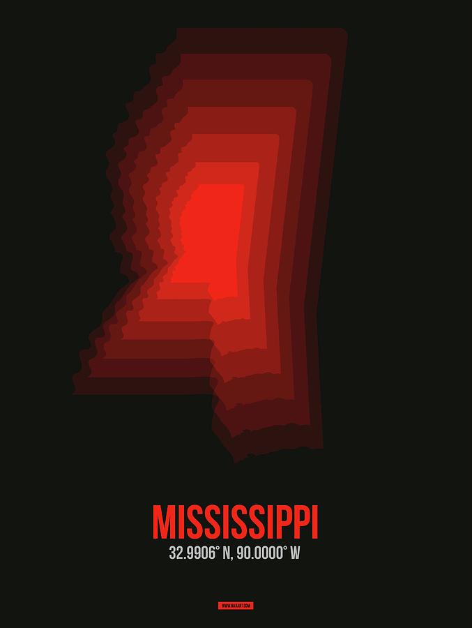 Map Digital Art - Map of Mississippi 4 by Naxart Studio