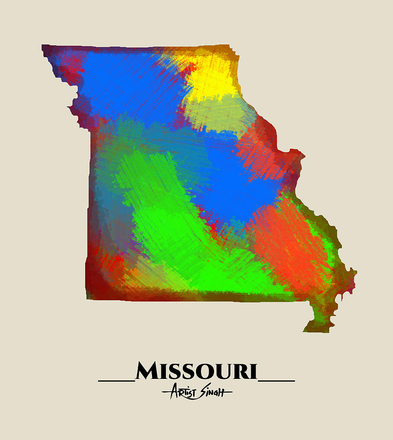 Map Of Missouri Artist Singh Mixed Media By Artguru Official Maps Fine Art America 2043