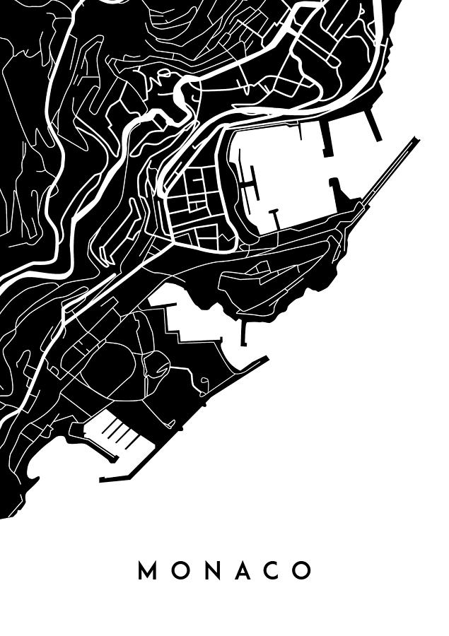 Map of Monaco Digital Art by Mike Taylor