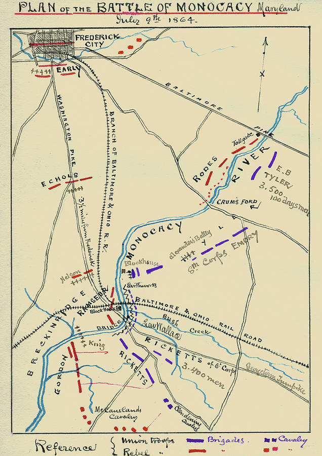 Map of Monocacy, Md., and vicinity. Painting by Robert Knox Sneden ...