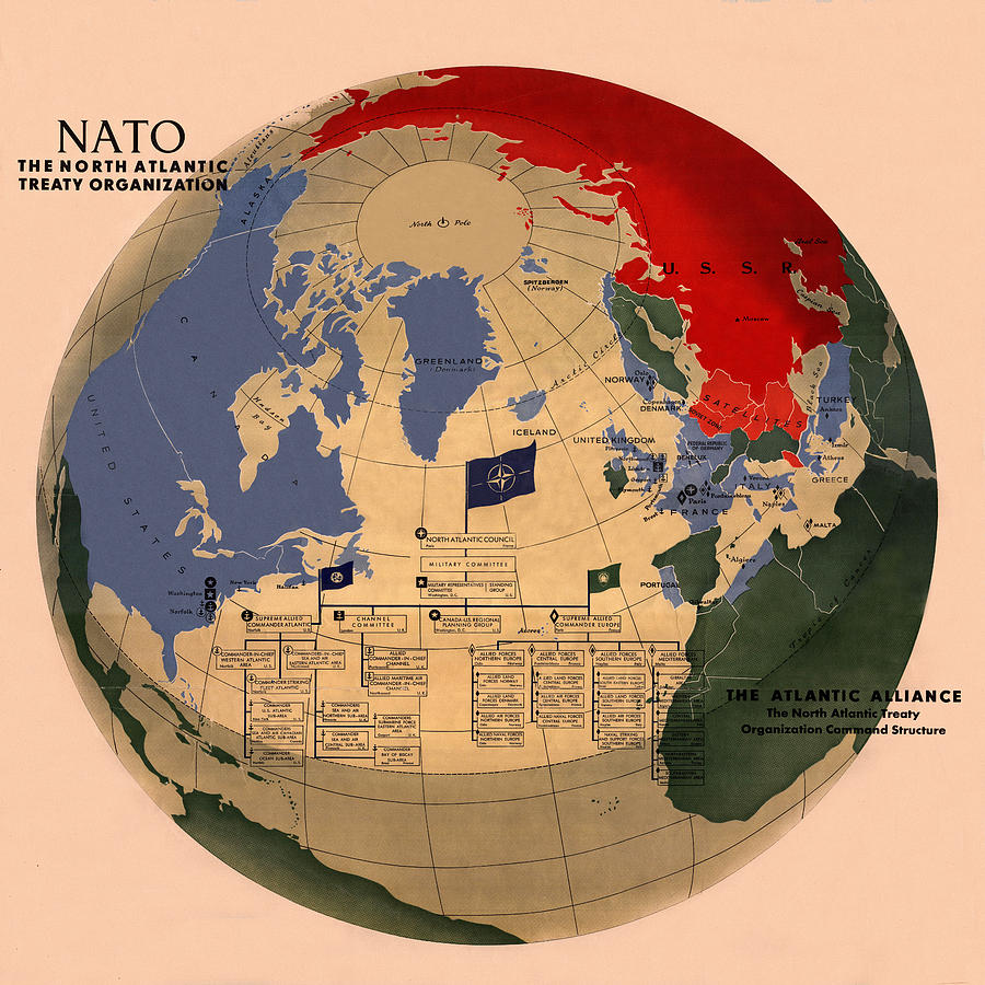 Map Of N.A.T.O 1955 Photograph by Andrew Fare