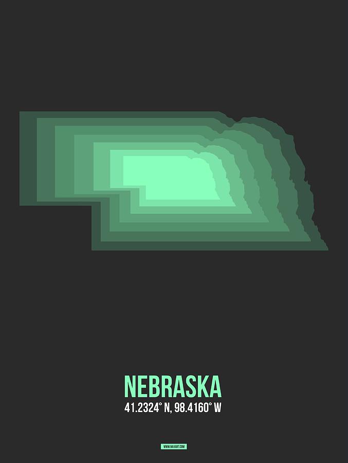 Omaha Digital Art - Map of Nebraska 1 by Naxart Studio