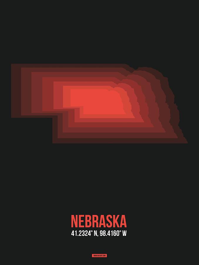 Omaha Digital Art - Map of Nebraska 3 by Naxart Studio
