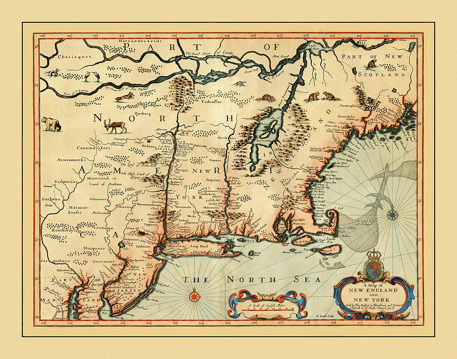 Map Of New England 1676 Photograph by Andrew Fare