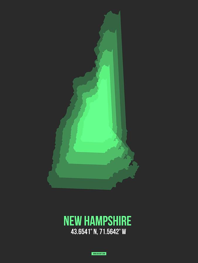 New Hampshire Map Digital Art - Map of New Hampshire Green by Naxart Studio