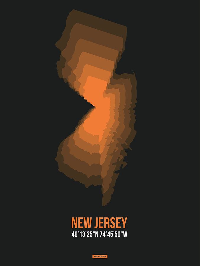 North Carolina Map Digital Art - Map of New Jersey, Orange by Naxart Studio