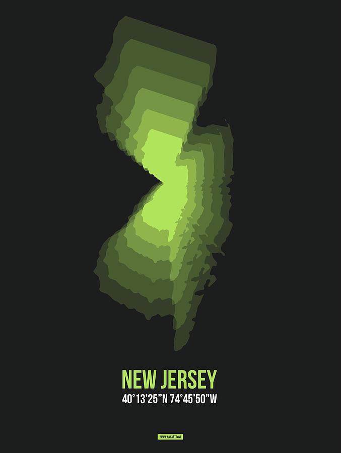 North Carolina Map Digital Art - Map of New Jersey, Yellow by Naxart Studio