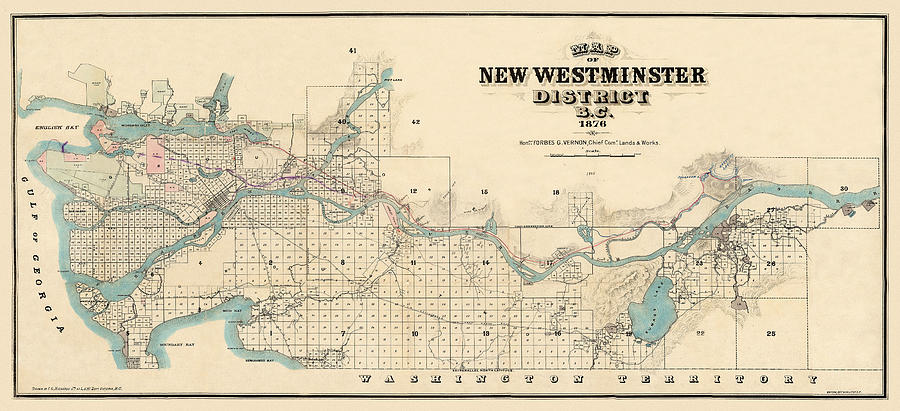 Map Of New Westminster 1876 Photograph by Andrew Fare