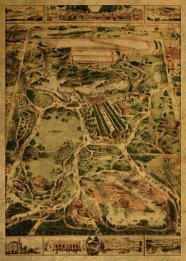 Map Of New York City Central Park 1860 Mixed Media