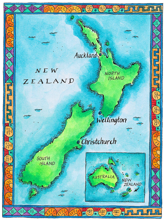 Map Of New Zealand Digital Art by Jennifer Thermes