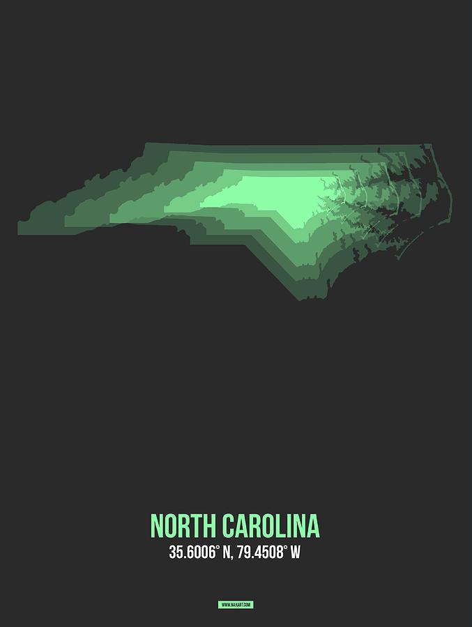 North Carolina Map Digital Art - Map of North Carolina, Green by Naxart Studio