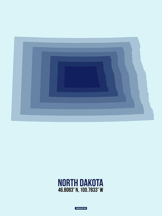 Map Of North Dakota Digital Art - Map of North Dakota by Naxart Studio Map Of North Dakota Digital Art - Map of North Dakota by Naxart Studio