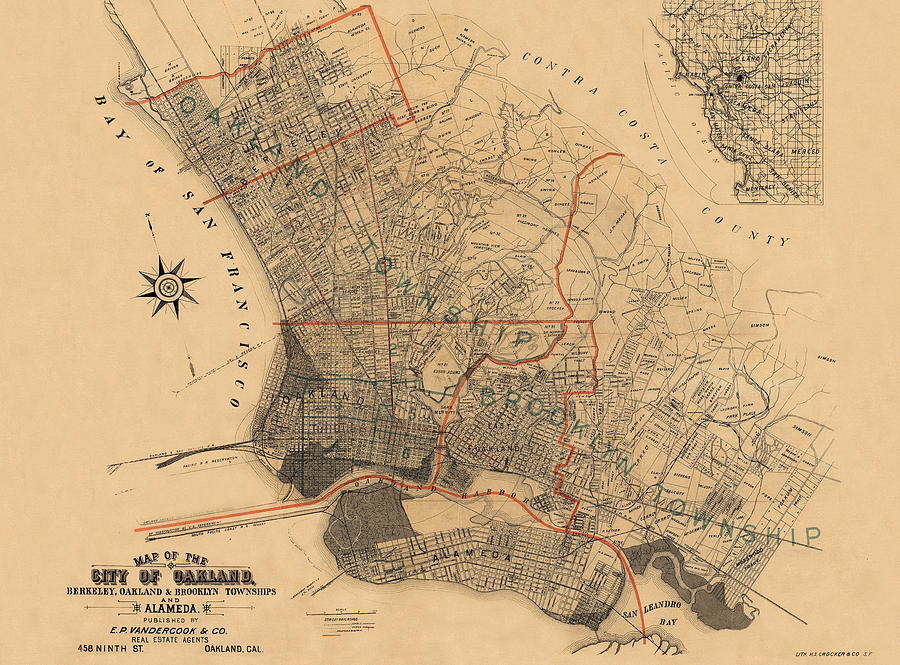 Map Of Oakland 1889 Photograph by Andrew Fare