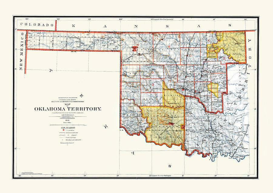 Map of Oklahoma Territory Painting by Harry King | Fine Art America