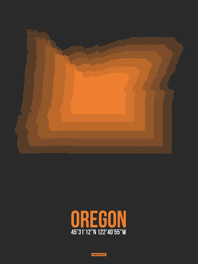 Portland Digital Art - Map of Oregon,Orange by Naxart Studio