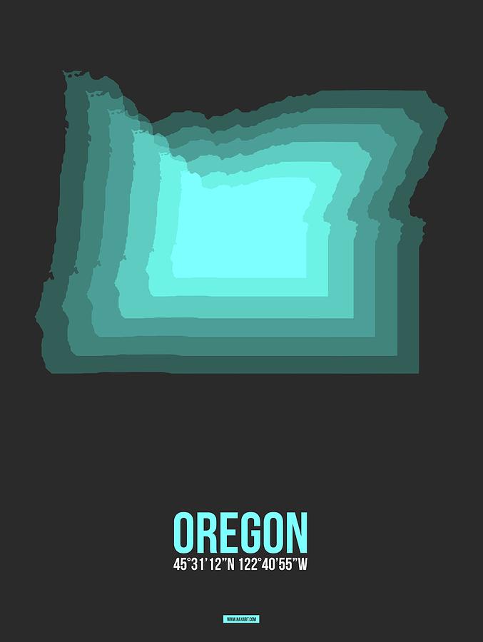 Portland Digital Art - Map of Oregon,Teal by Naxart Studio