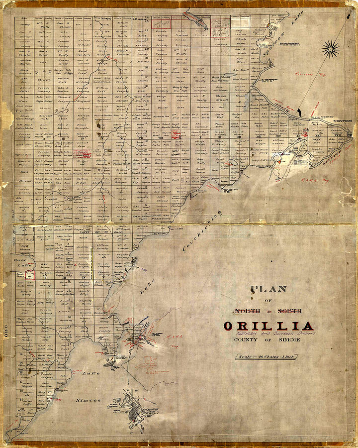 Map Of Orillia 1850 Photograph by Andrew Fare