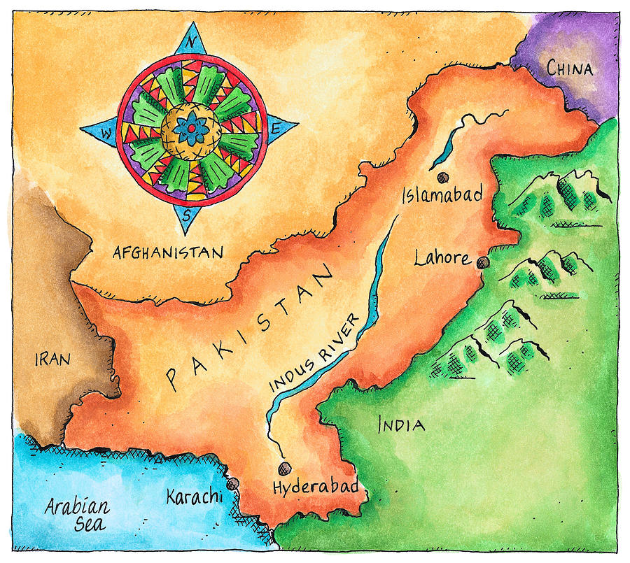 Map Of Pakistan Digital Art by Jennifer Thermes