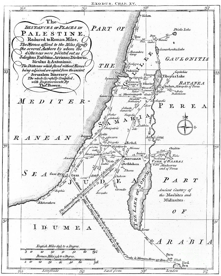 Map Of Palestine Based On Ancient Drawing by Print Collector