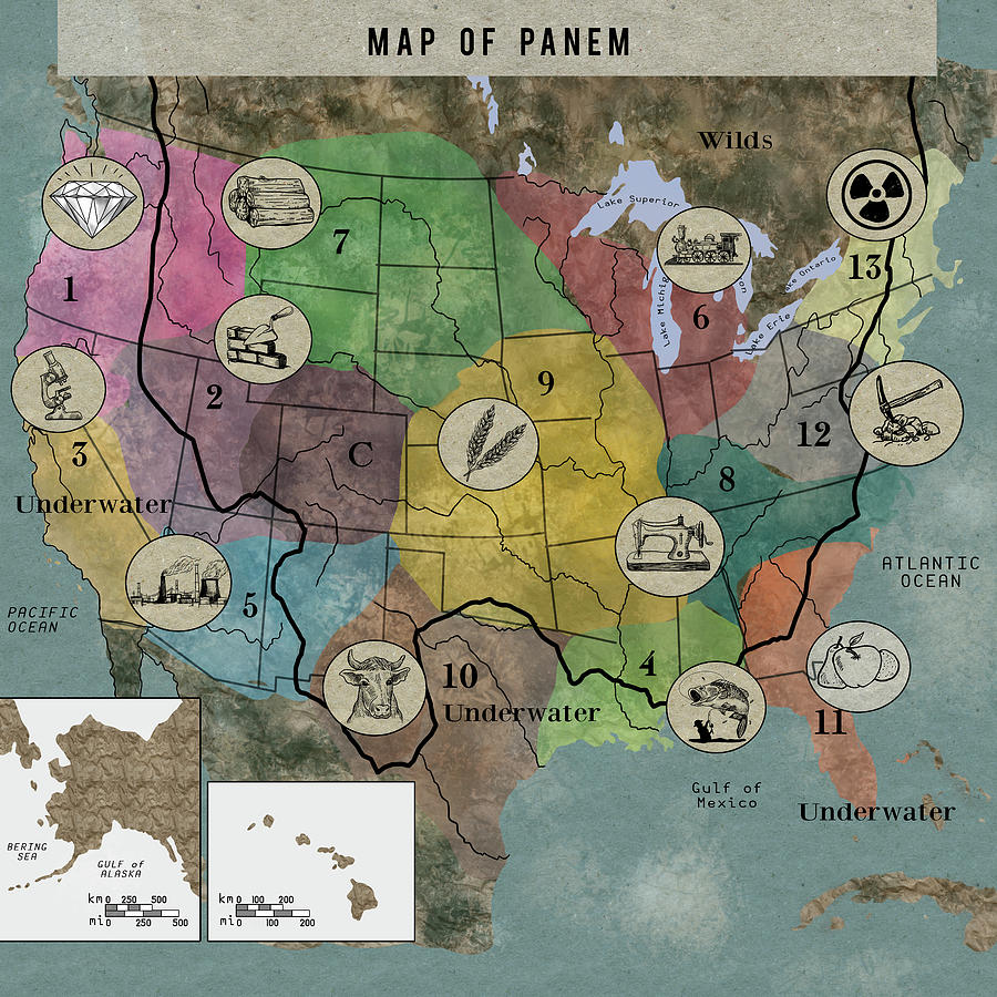 World Map Hunger Games Best Map Of Middle Earth   Map Of Panem Quill And Pearl Co 