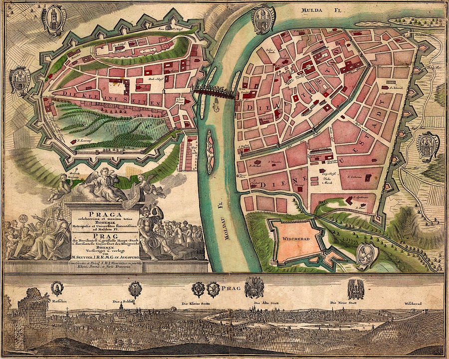 Map Of Prague 1720 Photograph by Andrew Fare