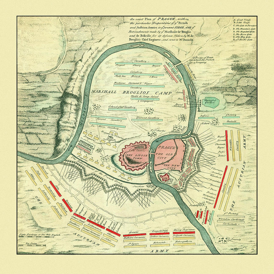 Map Of Prague 1742 by Andrew Fare Map Of Prague 1742 by Andrew Fare