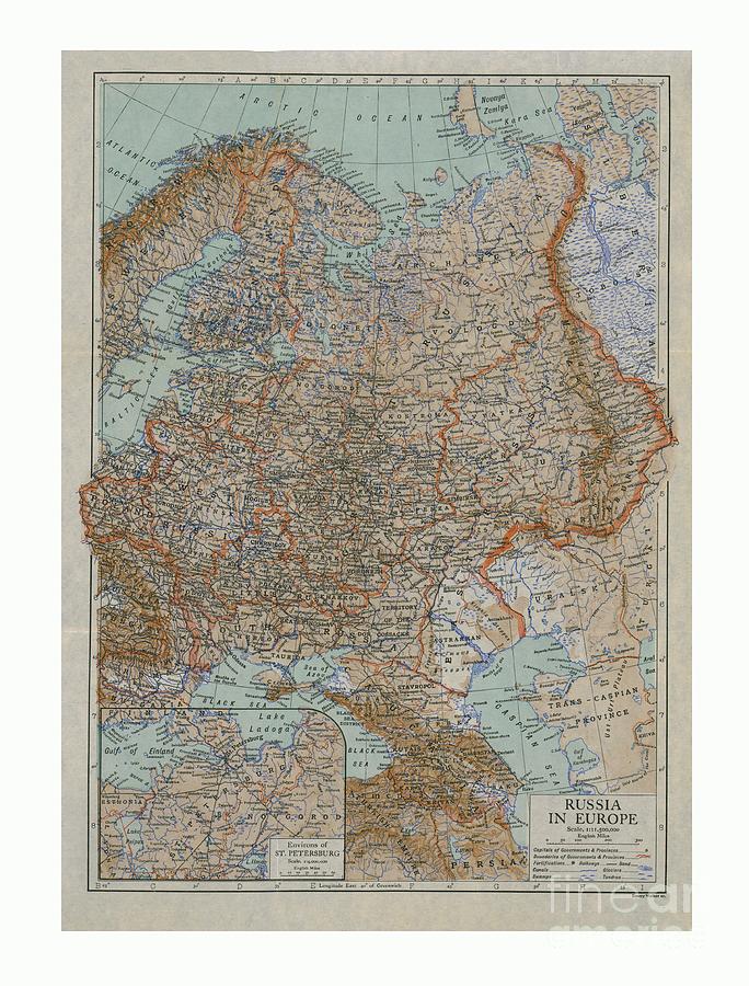 Map Of Russia In Europe Drawing by Print Collector