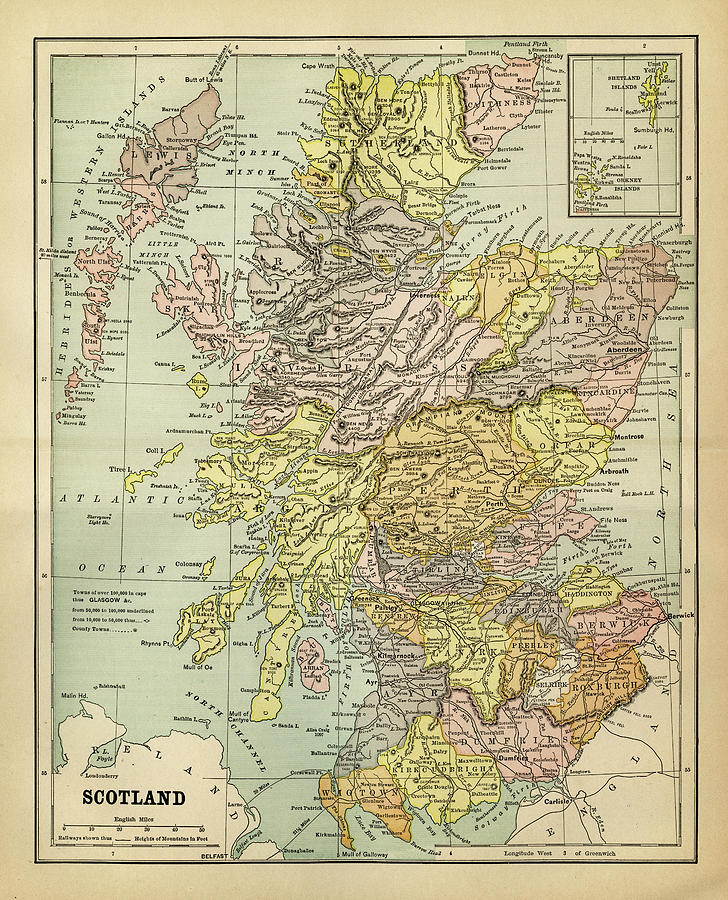 Map Of Scotland 1883 Digital Art by Thepalmer - Fine Art America