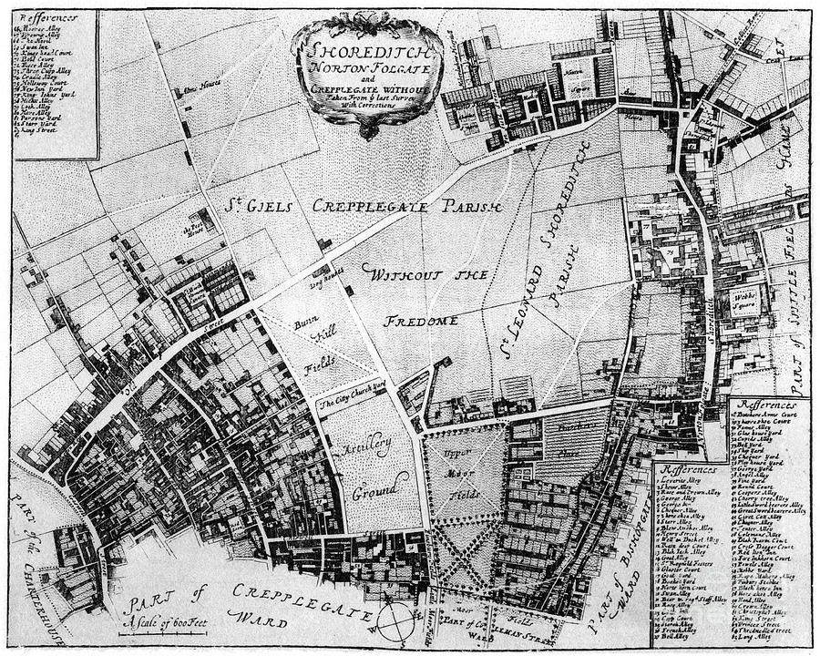Map Of Shoreditch, Norton Folgate Drawing by Print Collector