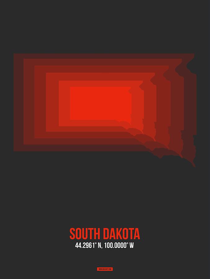 Map Digital Art - Map of South Dakota by Naxart Studio