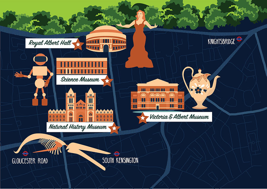 Map Of South Kensington Digital Art by Claire Huntley