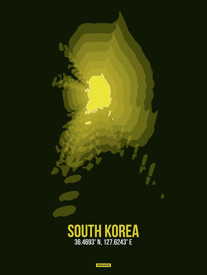Map Digital Art - Map of South Korea 2 by Naxart Studio