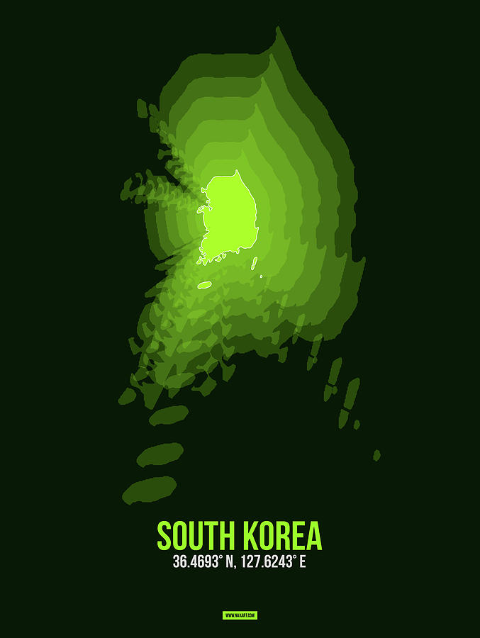 Map Digital Art - Map of South Korea 3 by Naxart Studio