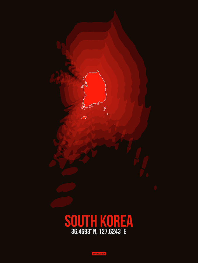 Map Digital Art - Map of South Korea by Naxart Studio