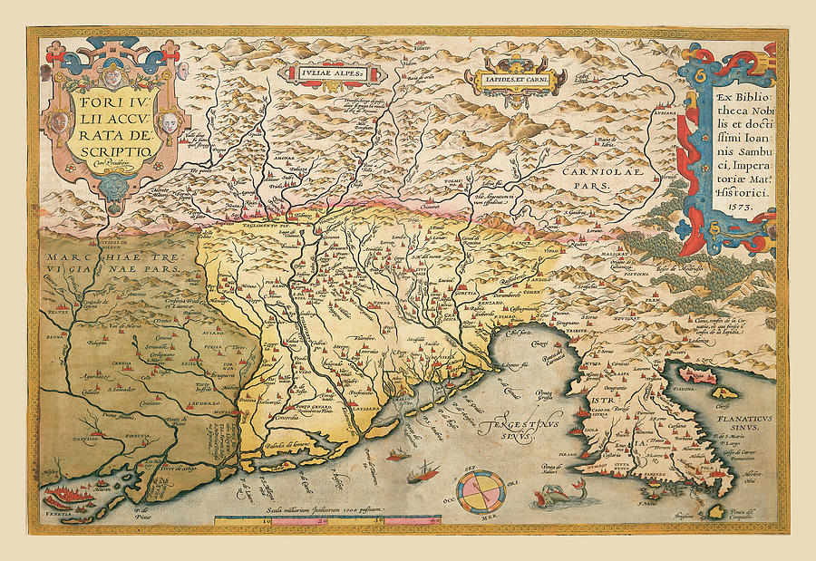 Map of Southern Europe Painting by A. Ortelius