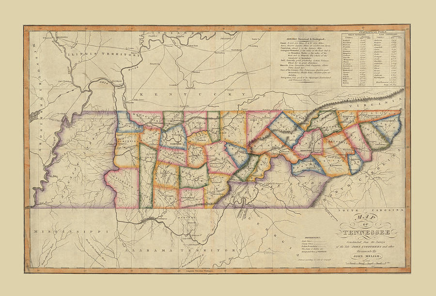 Map Of Tennessee 1818 Painting By John Melish Fine Art America   Map Of Tennessee 1818 John Melish 